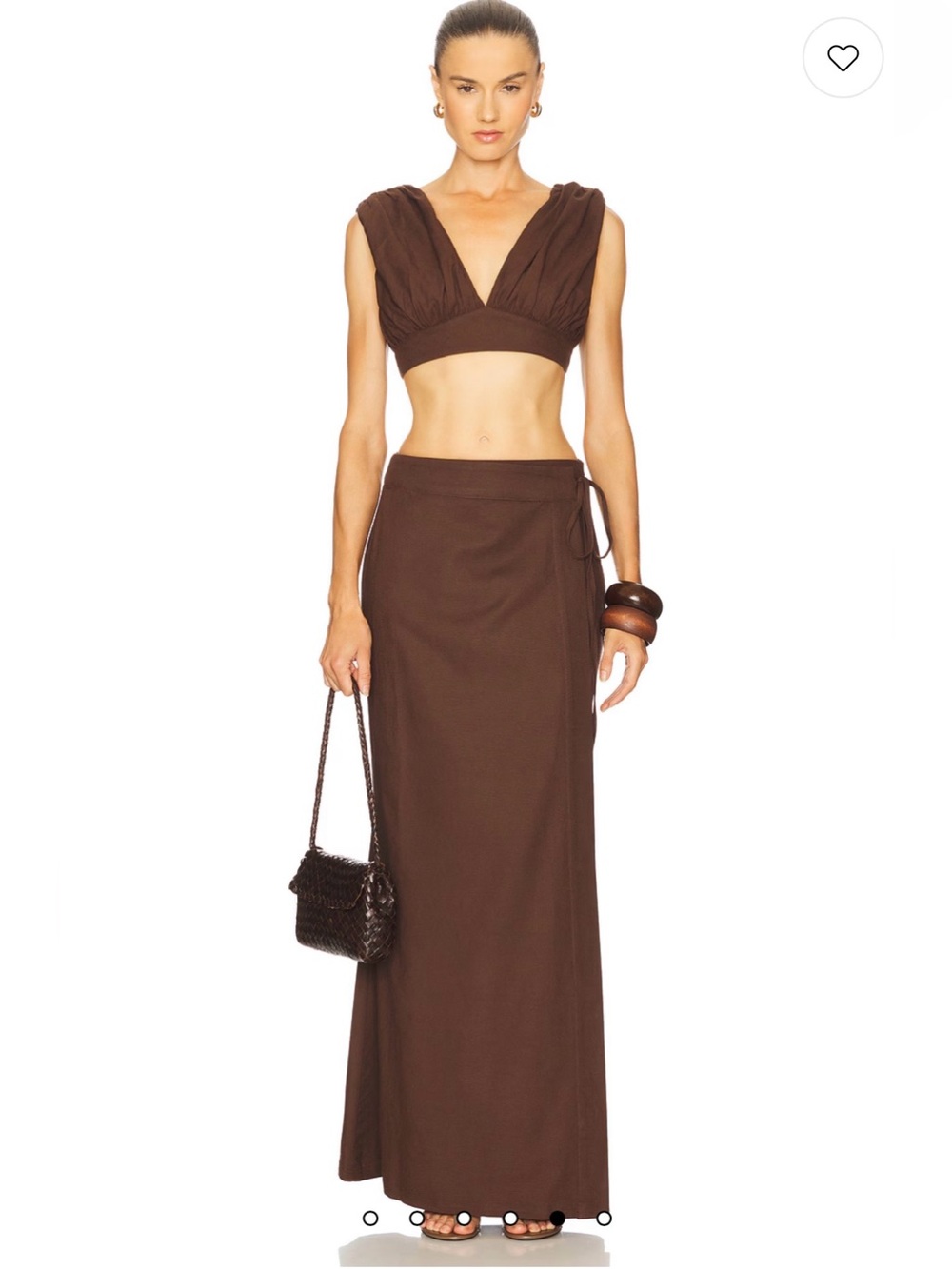 Riot Swim Callen Side Tie Maxi Skirt in Chocolate new with tag